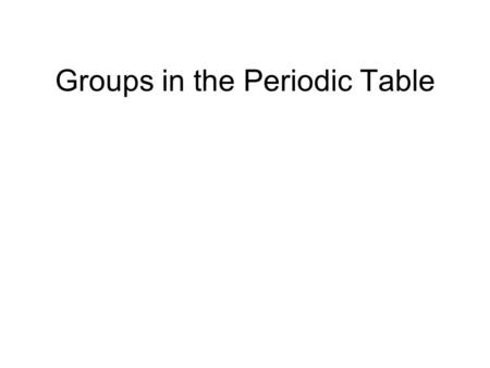 Groups in the Periodic Table. Metal, Non-metal, or Metalloid? Colour or write in the metals, non-metals, and metalloids. Be sure to classify every element.