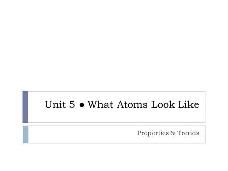 Unit 5 ● What Atoms Look Like