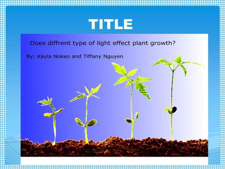 TITLE. Does different type of light effect plant growth? Question.