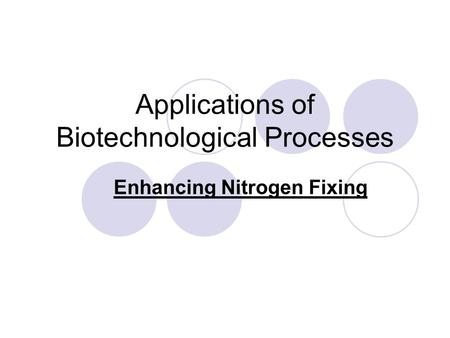 Applications of Biotechnological Processes Enhancing Nitrogen Fixing.