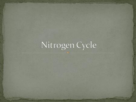 What is Nitrogen? An element found in both in organic and inorganic compounds What is the Nitrogen Cycle? Biochemical cycle Composed of reservoirs that.