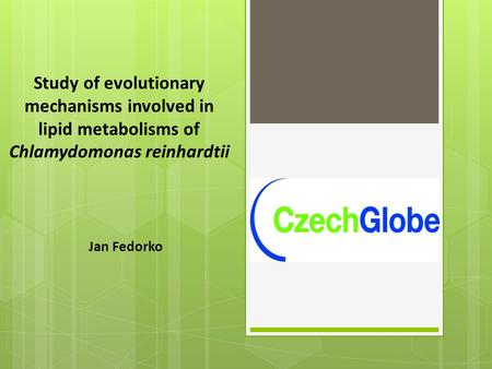 Study of evolutionary mechanisms involved in lipid metabolisms of Chlamydomonas reinhardtii Jan Fedorko.