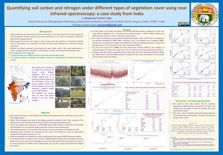 Quantifying soil carbon and nitrogen under different types of vegetation cover using near infrared-spectroscopy: a case study from India J. Dinakaran*and.
