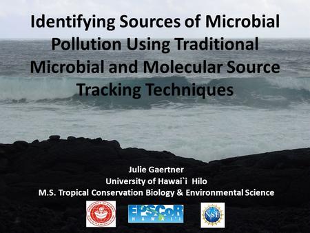 Identifying Sources of Microbial Pollution Using Traditional Microbial and Molecular Source Tracking Techniques Julie Gaertner University of Hawai`i Hilo.