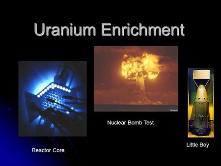 Uranium Enrichment Nuclear Bomb Test Little Boy Reactor Core.