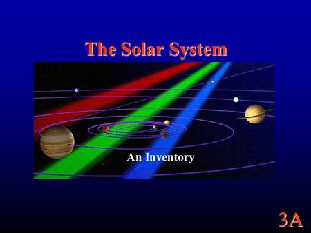 The Solar System An Inventory.