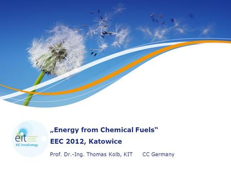 „Energy from Chemical Fuels“ EEC 2012, Katowice Prof. Dr.-Ing. Thomas Kolb, KITCC Germany.
