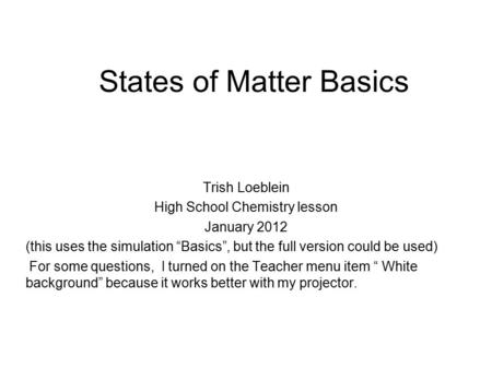 States of Matter Basics