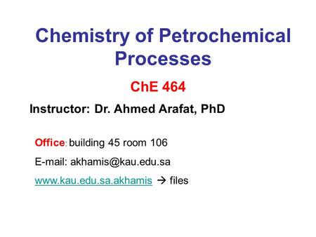 Chemistry of Petrochemical Processes