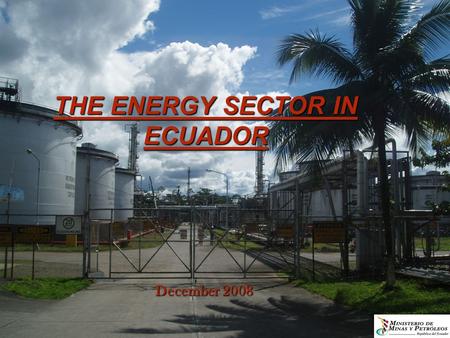 THE ENERGY SECTOR IN ECUADOR December 2008. In Ecuador agent suppliers of energy information, in accordance with the structure of the government, are.