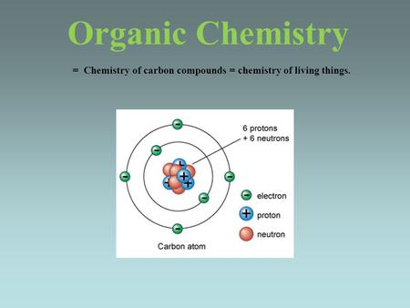 Organic Chemistry = Chemistry of carbon compounds = chemistry of living things.