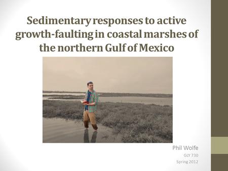 Sedimentary responses to active growth-faulting in coastal marshes of the northern Gulf of Mexico Phil Wolfe GLY 730 Spring 2012.