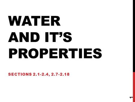 Water and It’s properties