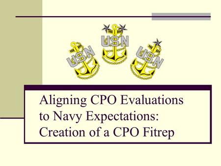 Aligning CPO Evaluations to Navy Expectations: Creation of a CPO Fitrep.