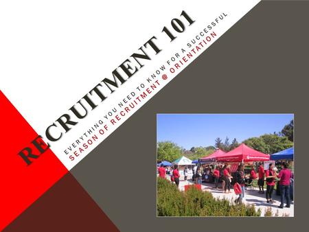 RECRUITMENT 101 EVERYTHING YOU NEED TO KNOW FOR A SUCCESSFUL SEASON OF ORIENTATION.
