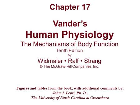 Human Physiology Chapter 17 The Mechanisms of Body Function