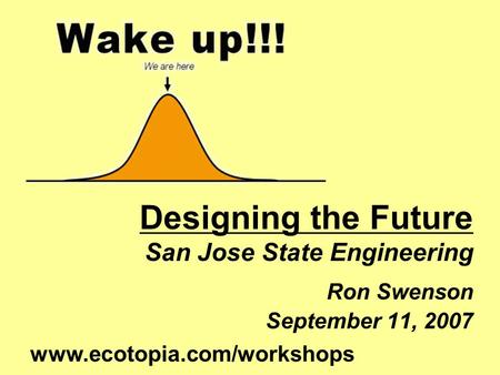 Designing the Future San Jose State Engineering Ron Swenson September 11, 2007 www.ecotopia.com/workshops.