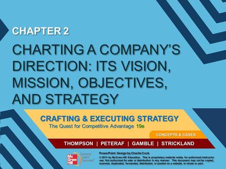 CHAPTER 2 CHARTING A COMPANY’S DIRECTION: ITS VISION, MISSION, OBJECTIVES, AND STRATEGY.