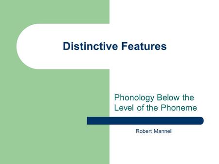 Phonology Below the Level of the Phoneme