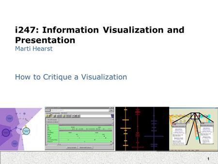 1 i247: Information Visualization and Presentation Marti Hearst How to Critique a Visualization.