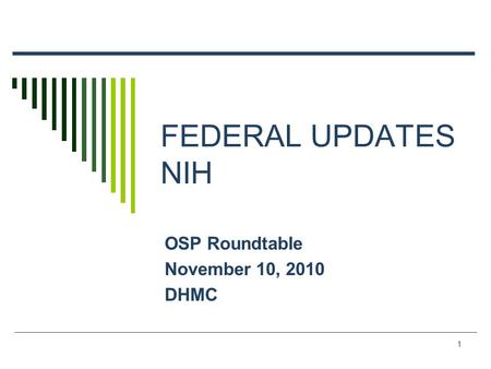 1 FEDERAL UPDATES NIH OSP Roundtable November 10, 2010 DHMC.