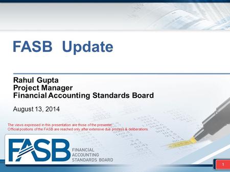 FASB Update Rahul Gupta Project Manager