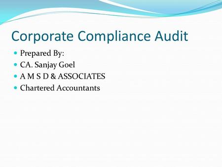Corporate Compliance Audit
