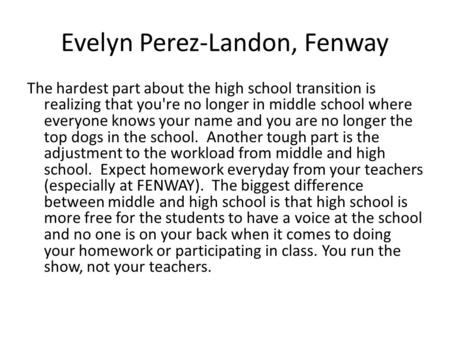 Evelyn Perez-Landon, Fenway