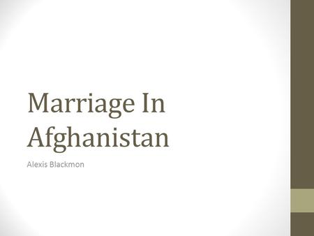 Marriage In Afghanistan