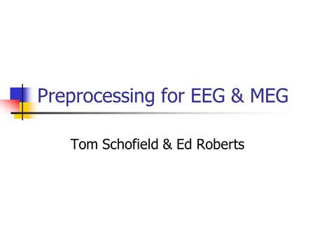 Preprocessing for EEG & MEG