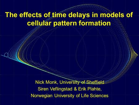 The effects of time delays in models of cellular pattern formation Nick Monk, University of Sheffield Siren Veflingstad & Erik Plahte, Norwegian University.