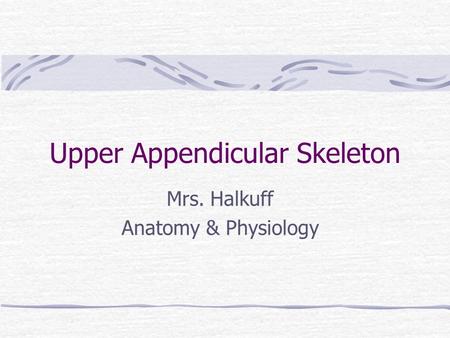 Upper Appendicular Skeleton