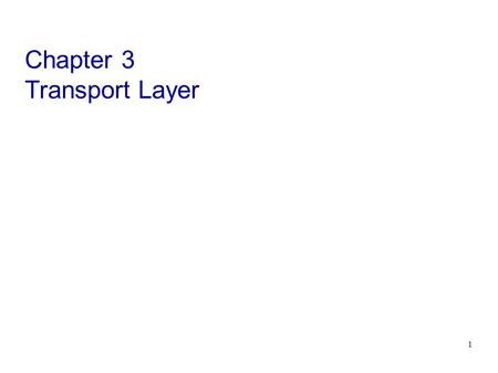 1 Chapter 3 Transport Layer. 2 Chapter 3 outline 3.1 Transport-layer services 3.2 Multiplexing and demultiplexing 3.3 Connectionless transport: UDP 3.4.