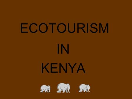 ECOTOURISM IN KENYA. Background The name of the project is called ‘Propoor Tourism’ Propoor tourism is an enlightening, participatory travel experience.