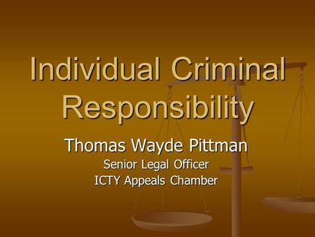 Individual Criminal Responsibility