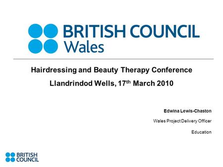 Hairdressing and Beauty Therapy Conference Llandrindod Wells, 17 th March 2010 Edwina Lewis-Chaston Wales Project Delivery Officer Education.
