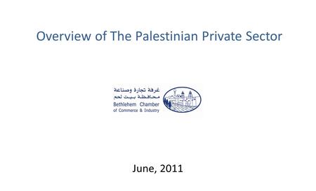 Overview of The Palestinian Private Sector June, 2011.
