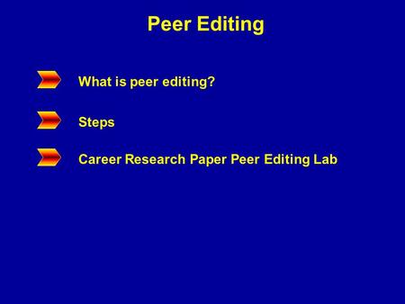 Peer Editing What is peer editing? Steps Career Research Paper Peer Editing Lab.