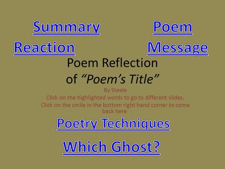Poem Reflection of “Poem’s Title”