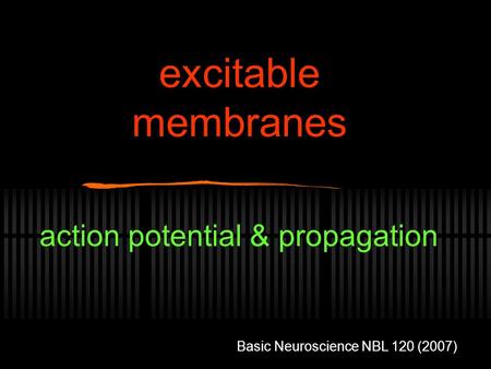 Excitable membranes action potential & propagation Basic Neuroscience NBL 120 (2007)