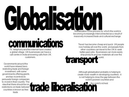 Globalisation communications transport trade liberalisation