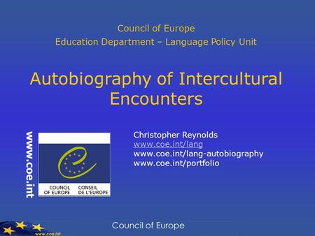 Autobiography of Intercultural Encounters