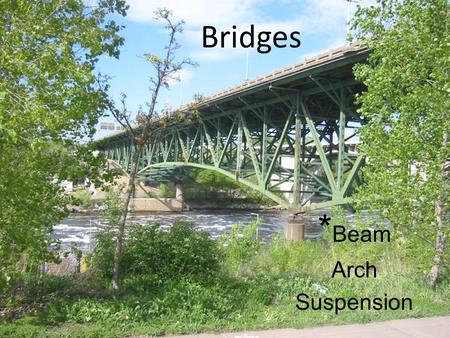 * Beam Arch Suspension Bridges. Beam *Arch Suspension.