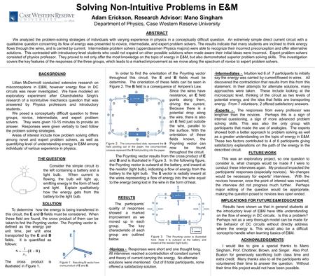 Solving Non-Intuitive Problems in E&M Adam Erickson, Research Advisor: Mano Singham Department of Physics, Case Western Reserve University ABSTRACT We.