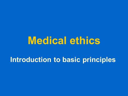 Introduction to basic principles