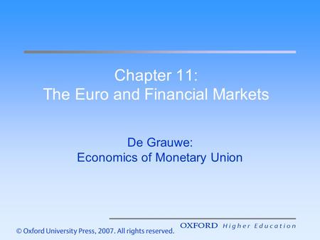 Chapter 11: The Euro and Financial Markets