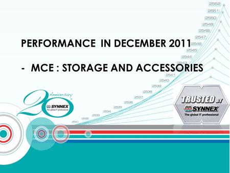PERFORMANCE IN DECEMBER 2011 - MCE : STORAGE AND ACCESSORIES.