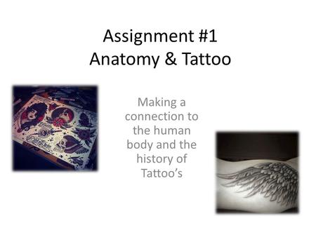 Assignment #1 Anatomy & Tattoo Making a connection to the human body and the history of Tattoo’s.