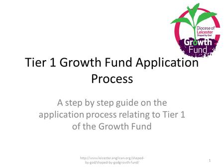 Tier 1 Growth Fund Application Process A step by step guide on the application process relating to Tier 1 of the Growth Fund