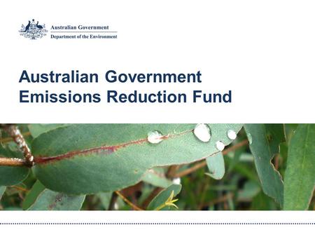 Australian Government Emissions Reduction Fund. Central component of the Government's Direct Action Plan Funding of $2.55 billion Additional funding to.